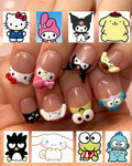Kawaii Character Press On Nails | 3D Pastel Nail Art Set for Beaches, Summer, Holiday, Vacation, Birthday