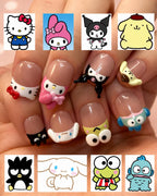 Kawaii Character Press On Nails | 3D Pastel Nail Art Set for Beaches, Summer, Holiday, Vacation, Birthday