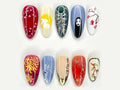 Kwaii Cartoon Press On Nails | Japan Inspired Nail Art | Custom 3D Handpainted Long Almond Press Ons | Birthday, Party, Cosplay