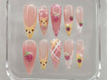 Kawaii Strawberry Bear Press On Nails | Pastel Fruit Nail Art