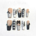 Musical Piano Press On Nails: 3D Bows & Treble Clef Art