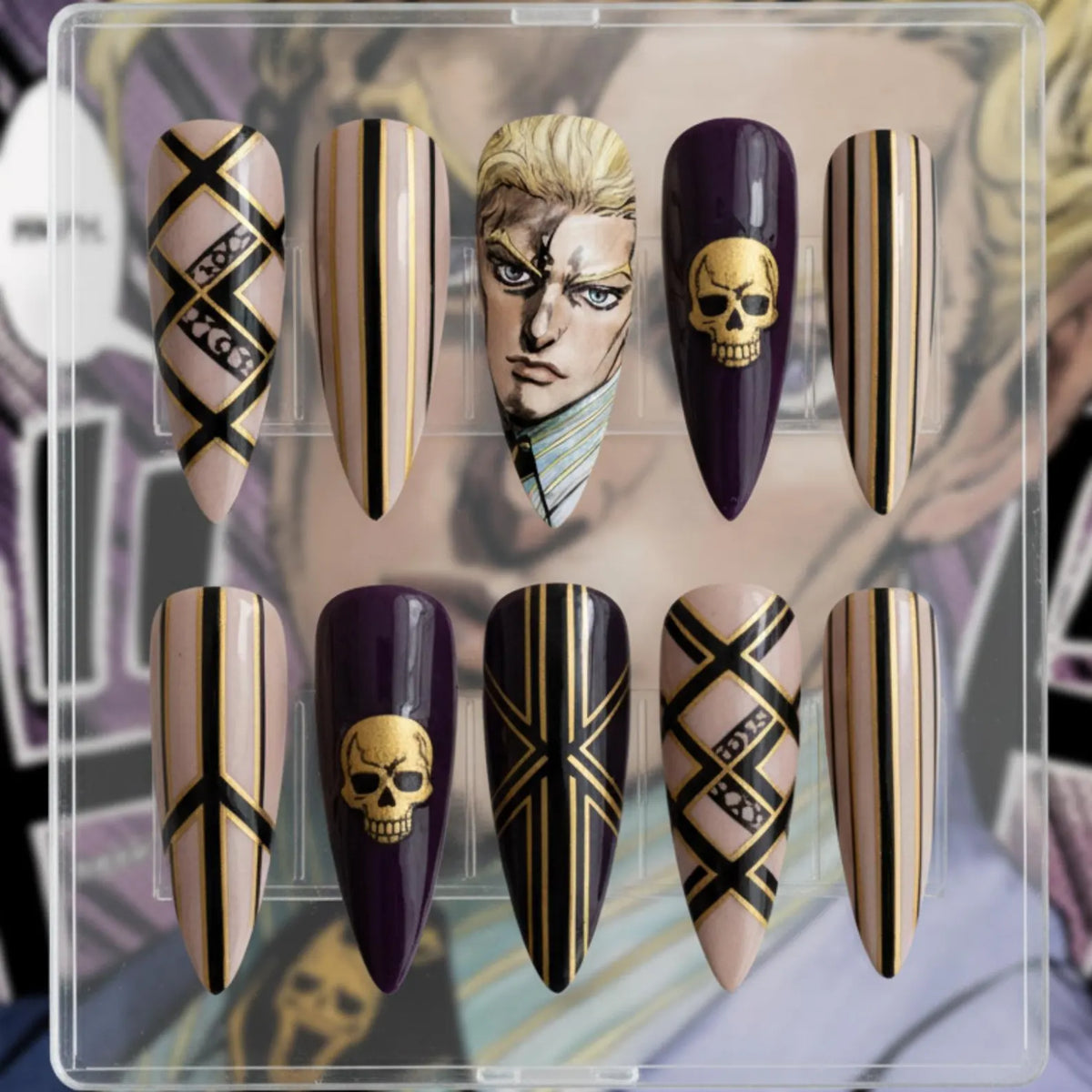Yoshikage Kira Press On Nails | JJBA Anime Stiletto, Skull