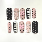 Musical Coquette Press On Nails | Piano, Bow & Treble Clef | Handmade