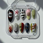 Hand-Painted Elemental Warrior Press On Nails | Japanese Anime Manga Fan Art Edition