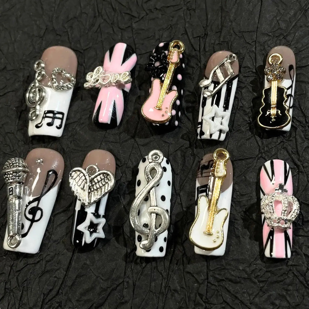 3D Music Press On Nails | Guitar, Piano, Y2K Style