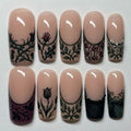Dark Floral Press On Nails Gothic Botanical Nails Vintage Rose Nail Art Handmade Reusable Nails