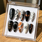 JJK Yuta Anime Press On | Black Oni Katana Almond Nails