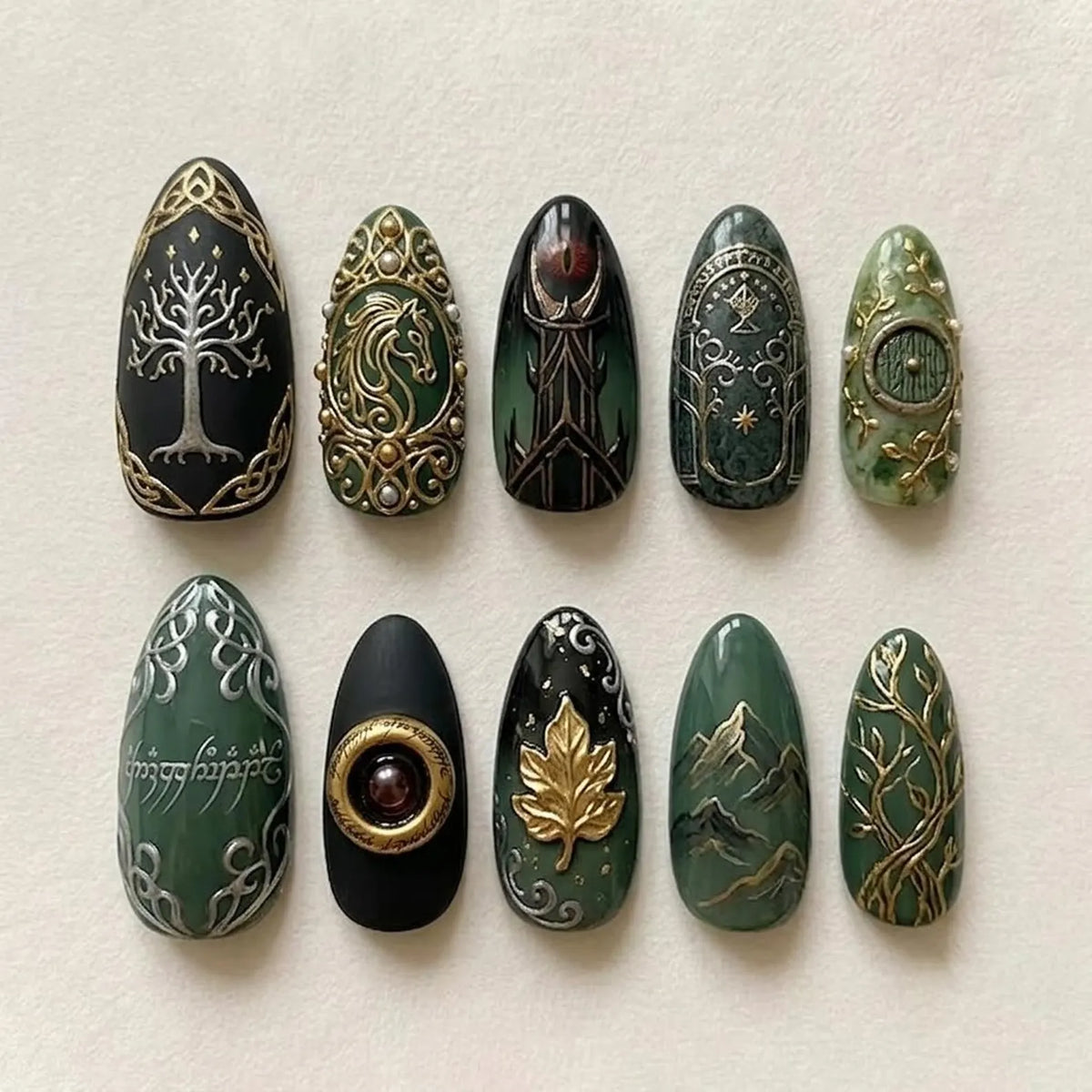 Hand-Painted Press On Nails: Custom Faux Acrylic Gel Nails。gift for her