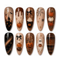 Halloween Press On Nails | Pumpkin, Ghost, Spider Web Autumn Set