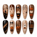 Halloween Press On Nails | Pumpkin, Ghost, Spider Web Autumn Set