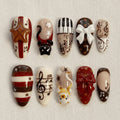 Music Note Press On Nails, Piano Coquette Nails, 3D Bow Cat Nail Set