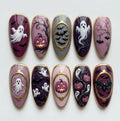 Black Orange Halloween Press On Nails, 3D Ghost Pumpkin Nail Art, Custom Gothic Long Nails (Copy)