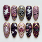 Black Orange Halloween Press On Nails, 3D Ghost Pumpkin Nail Art, Custom Gothic Long Nails (Copy)