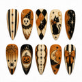 Handmade Vintage Halloween Press On Nails, Retro Spooky Autumn Set