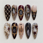 Ghosts in the Gallery Press On Nails, Gothic Halloween Nails, Haunted Portrait Nail Art, Baroque Handmade Reusable False Nails
