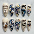 Handmade 3D Spooky Band Press On Nails / Ghost Playing Instruments / Candy / Almond Reusable Fake Nails