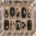 Rockstar Cat Press On Nails, Black White Rock & Roll Nail Art, Guitar Music Grunge Nails, Handmade Reusable Gel Set